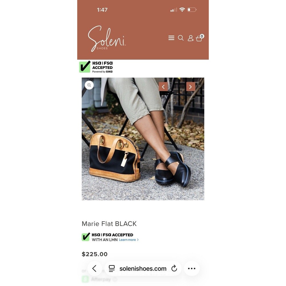 Soleni Marie Orthotic Mary Jane Style Womens Size 8.5 Black Leather Wedge Flats - Picture 12 of 14